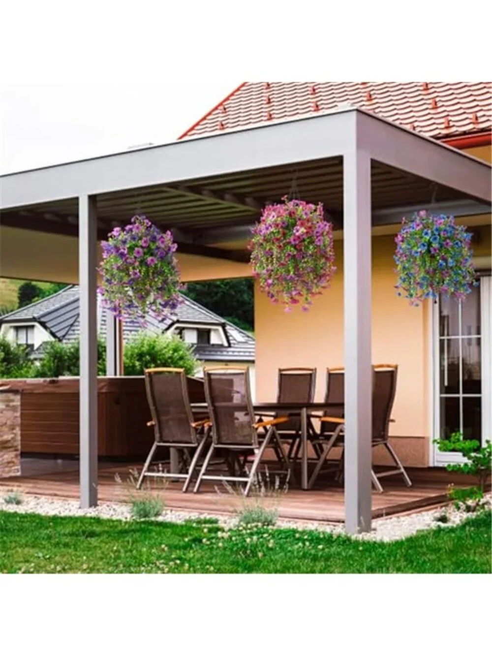 2Pcs Artificial Fake Flowers Outdoor Hanging UV Resistant Faux Daisy Patio Decor
